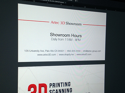 Artec 3D Showroom Business Card