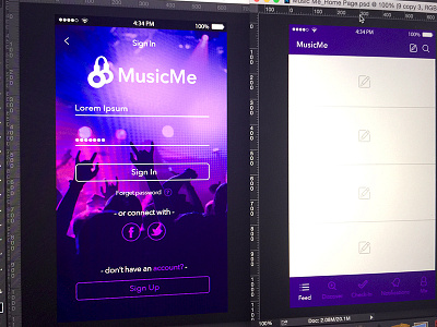 MusicMe Mobile App app brand discover draft feed home mobile music notifications sign in sign up