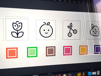 Brand Icon Designs branding color faces flower fruit icons palette vegetables