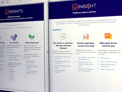 UInsight & UPermits Marketing Materials benefits content documents features icons marketing materials pages pdf print template
