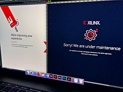 Xilinx Maintenance Page branding desktop illustration landing page maintenance under construction user interface vector website