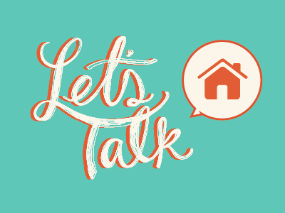 Let's Talk CoHousing Logo digital housing illustration teal typography