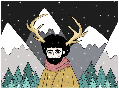 lonely man of winter beards illustration nature procreate winter