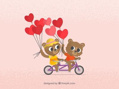 Valentine´s Day Greeting Card - Bears balloon bears bicycle heart love valentine vector