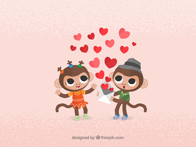 Valentine´s Day Greeting Cards - Monkeys heart letter line love monkey monkeys valentine vector