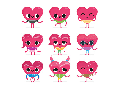 Flat Heart Collection 02 beautiful celebrate celebration character cute heart love romance romantic romanticism valentines day