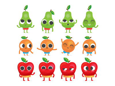 Fruit Characters 02 apple character fruit orange pear strawberry