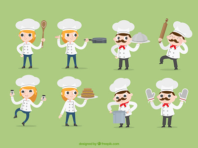 Flat Chef Characters accessories characters chef cook food gourmet kitchen profession