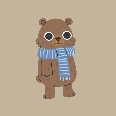 Winter Bear bear character cold hat ilustration scarf vector winter