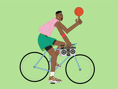 Scottie Pippen riding a bike 90s bike bulls chicago illustration nba nike pippen scottie the last dance vector