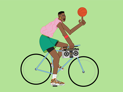 Scottie Pippen riding a bike