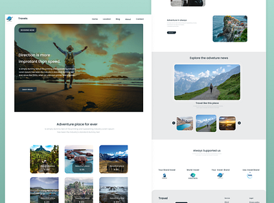 Travel Landing Page new branding graphic design motion graphics