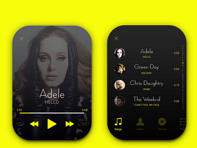 Yellow Sound (concept of music player) app design music player sound ui ux yellow