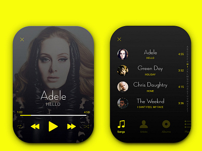 Yellow Sound (concept of music player) app design music player sound ui ux yellow