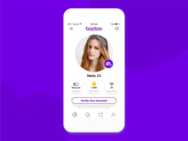 Redesign of Own Profile Page for Badoo app.