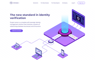 The main page of identity verification ecosystem blockchain computer vision data identification identity illustration isometric machine learning verification