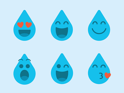 Water Droplet Emojis blue emoji emoji set heart icon iconography icons illustration illustrations water waterdrop