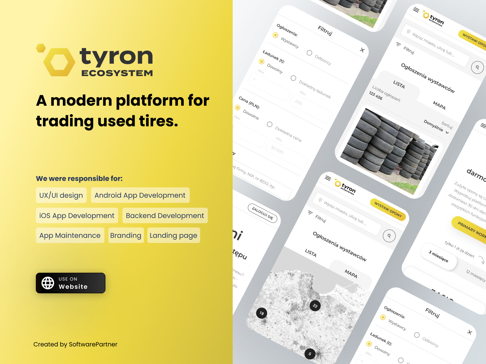 Tyron platform for trading used tires by Software Partner on Dribbble