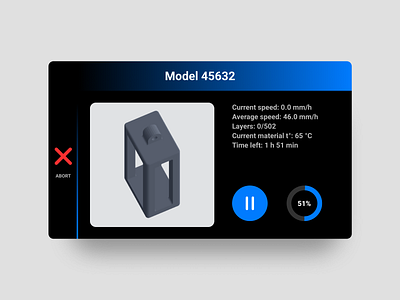 Touch UI 3d printer 3d printing dark dark mode dark ui futuristic icons navigation printer touch screen ui ux