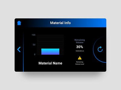 Material Info 3d printer 3d printing dark dark mode dark ui design navigation touch screen ui ux