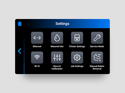 Touch UI 3d printer 3d printing app design dark mode dark ui design touch screen ui ux
