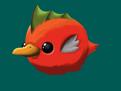 Fin Bird Illustration beak bird fin flappy bird fluffy red
