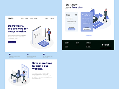 Book It - Website Design app blue design illustration landing page logo ui vector