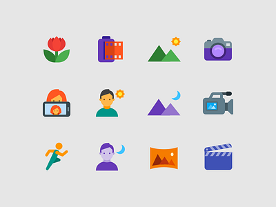 Flat photo and video icons