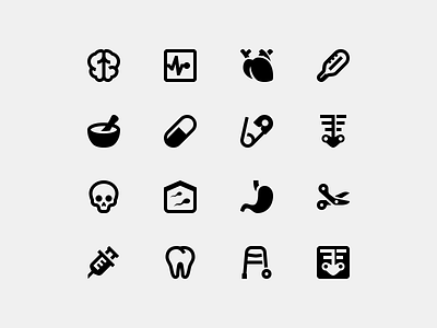 Helthcare Icons android brain glyph icons heart pill skull sperm bank stomach thermometer x ray