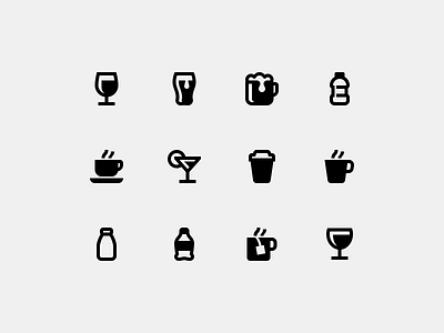 Drinks for Android android icons beer bottle cocktail coffee glyph icons milk soda tea wine