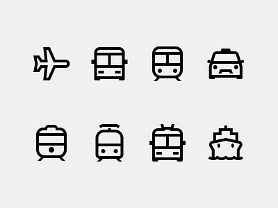 Public Transport bus ferry glyph icons icons line icons subway taxi train tram transport trolleybus windows icons