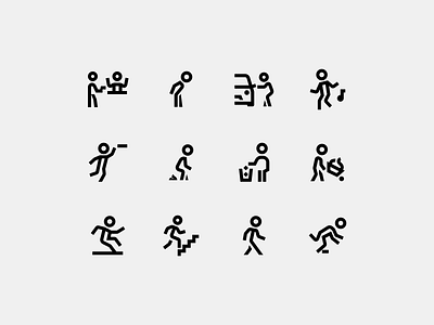 People in the city dancing glyph icons icons line icons people slippery floor walking watch your step windows icons