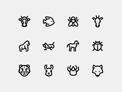 Animals for Windows 10 (2) animals giraffe glyph glyph icons gorilla grasshopper horse leopard line line icons llama wolf