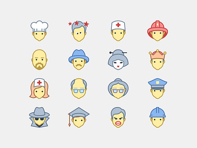 Users in Office Style 2 doctor fireman6 flat icons gabriel aul geisha nurse office icons policeman user