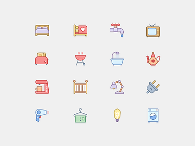 Household Icons in Office Style 2