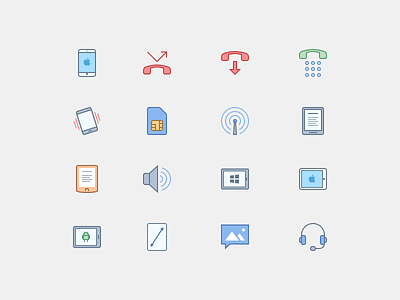 Mobile Icons in Office Style android tablet flat icons headset ipad iphone kindle mms nook number pad office icons smartphone tablet
