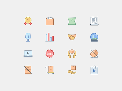 E-commerce Icons in Office Style 2 bag check discount flat icons handshake office icons package sale shopping souvenir