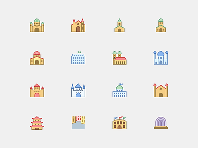 Some Buildings in Office Style arena basilica cathedral chapel city flat icons mosque office icons pagoda synagogue