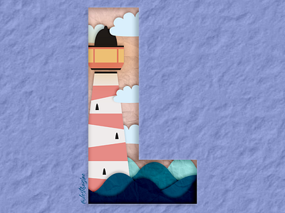 L clouds design illustration light lighthouse ocean paper effect papercut type typography vector