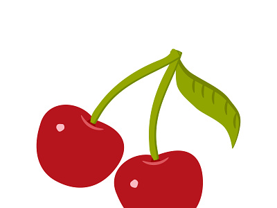 Two cherries cherry design flat icon illustration illustrator logo red cherry vector
