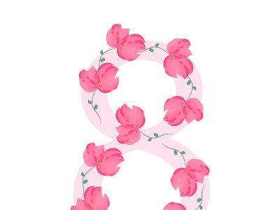 March 8 design figure figure eight flat flowers greeting illustration march eighth vector