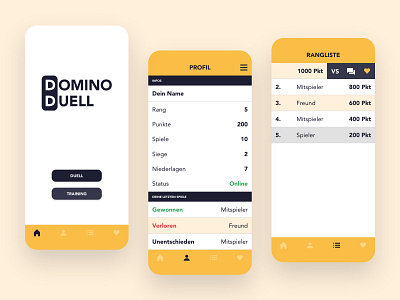 DOMINO DUEL — Screens app design flat minimal ui ux