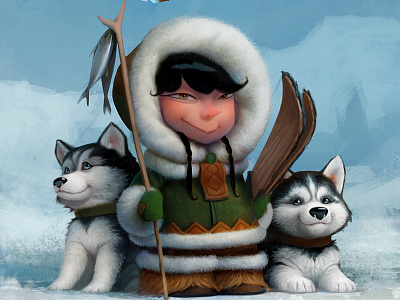 Eskimo art character illustration tkach