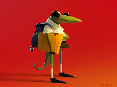 gecko schoolboy art character illustration tkach