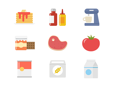 Food icons cake canned coffee food grocery icons jam meat milk nutnet sauce tomato