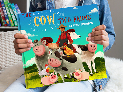 Childrens Book "The Cow on Two Farms" childrens illustration childrensbook illustration photoshop