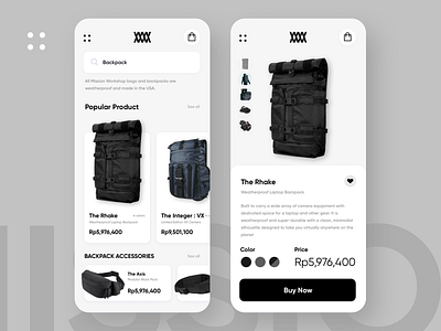 Mission Workshop Concept app bag branding clean ui design ecommerce mobile shop sketchapp ui uiux website