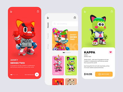 Janky Toys Shop app branding clean design ecommerce minimalism mobile service shop toys ui uiux