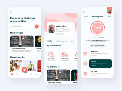 Health and Wellness app app challenge clean community design ecommerce healthy meet minimalism mobile service ui uiux