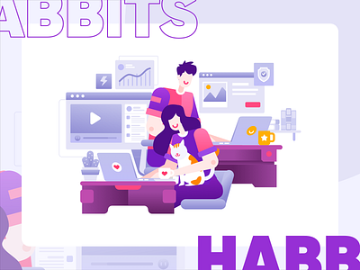 Habbits app branding design ecommerce homepage illustration service ui ux vector website work